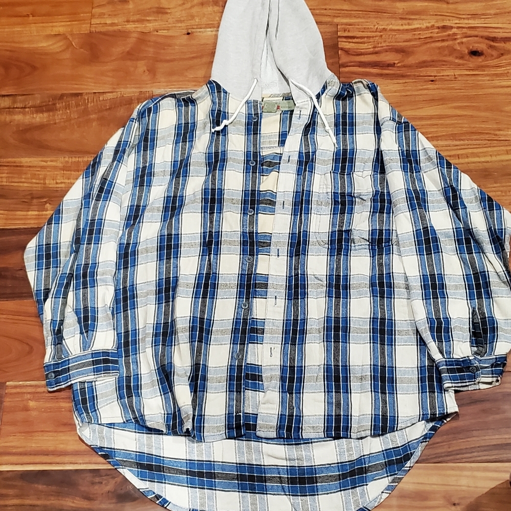 Retro Anchor Blue Work Wear Flannel Medium